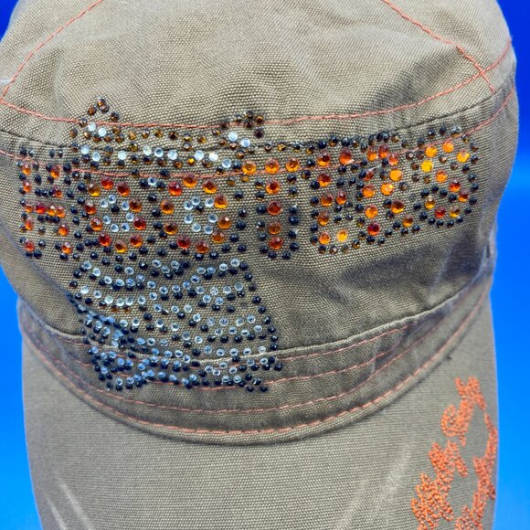 HOOTERS Vintage Rhinestone Owl Baseball Hat Tan Cadet Style Cap OS Unisex - Picture 2 of 11